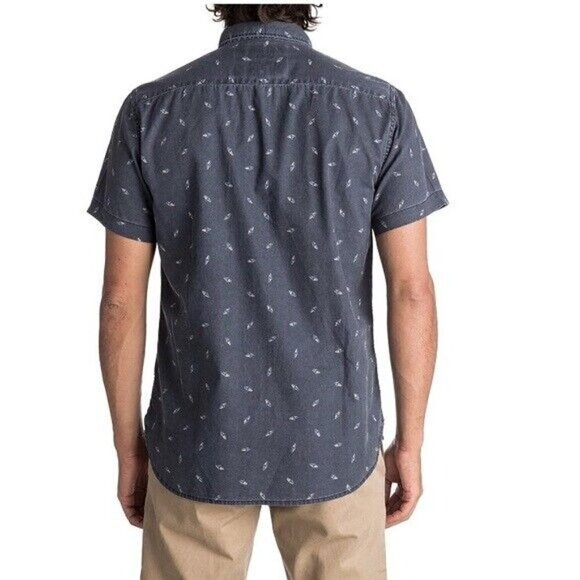 Quiksilver Men's Boredsnap Mini Motif Short Sleeve Button Down Shirt Size XXL - Picture 10 of 11